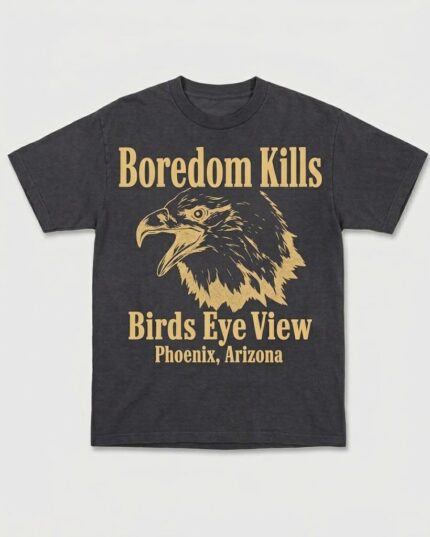 Boredom Kills Birds Eye View Eagle Tee Black