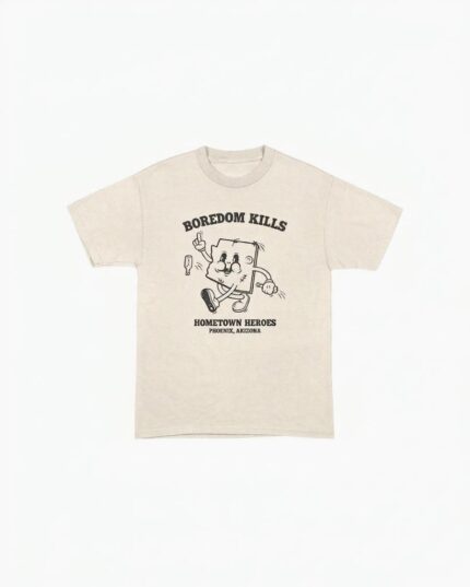 Boredom Kills Mascot Print Graphic Tee Cream